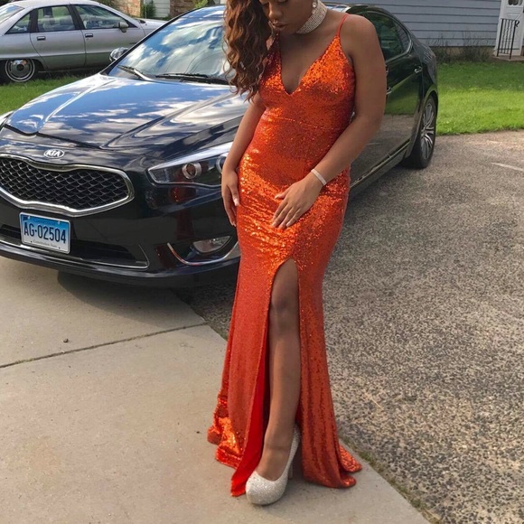 Orange sequin prom dress - Picture 3 of 3